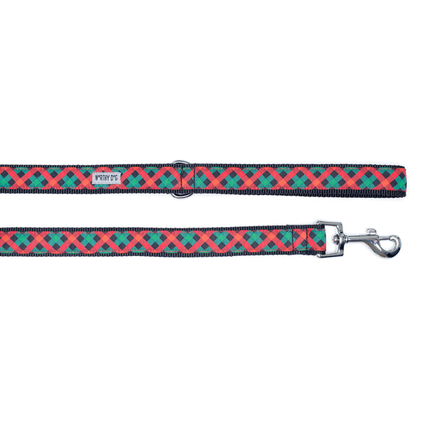 Holiday Check Walk Set – Collar & Leash