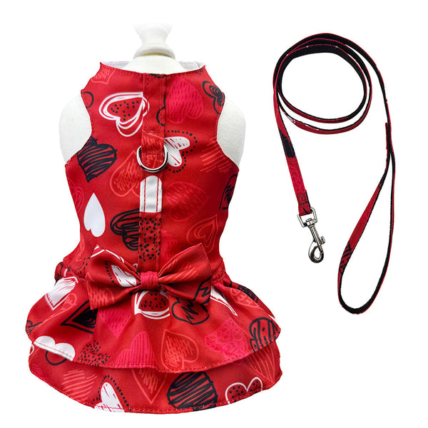 Abstract Hearts Dog Harness Set – Vest or Dress Style with Matching Leash
