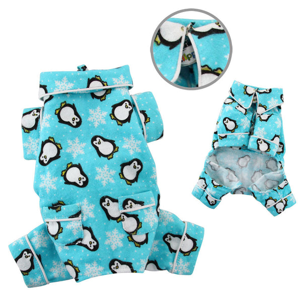 Penguin Snowflake Dog Pajamas – Soft Flannel PJ with Pockets