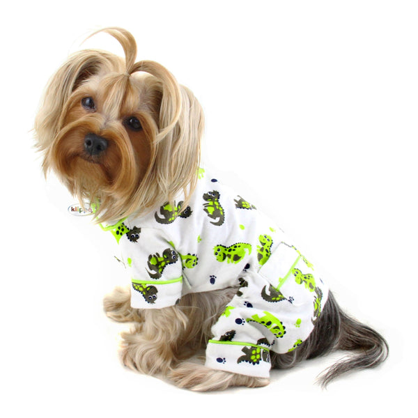 Dinosaur Flannel Dog Pajamas – Soft Lightweight PJ with Pockets