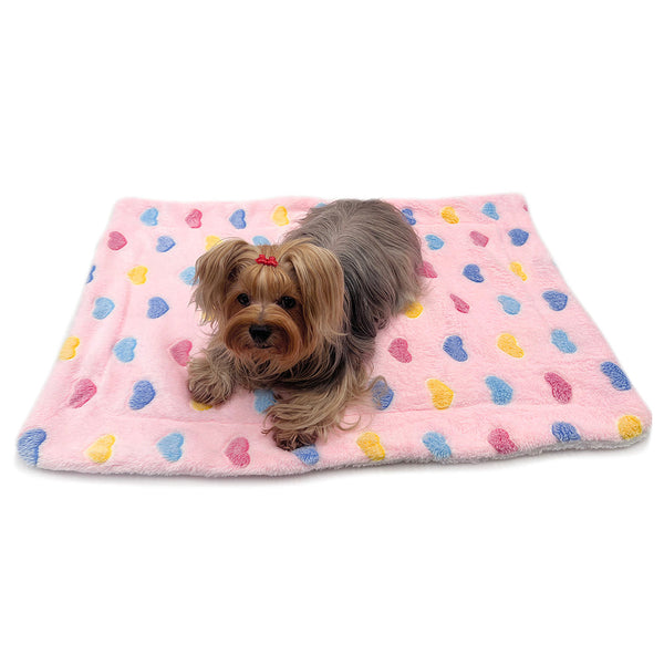 Ultra Plush Colorful Hearts Pet Blanket