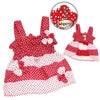 Red & White Polka Dot Dog Sundress with Flower Accents