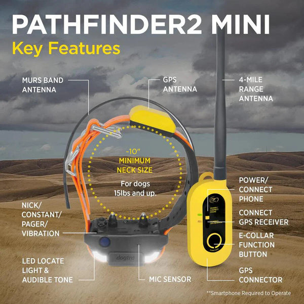 Dogtra PATHFINDER2 MINI GPS Dog Tracking & Training Collar | 4-Mile Range | Up to 21 Dogs