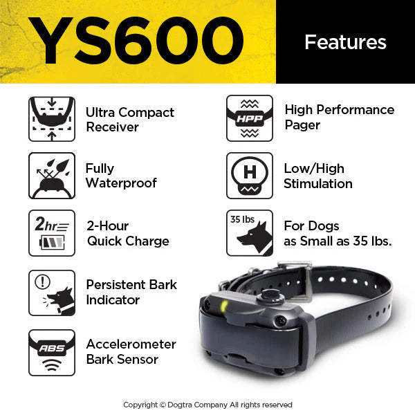 Dogtra YS600 No Bark Collar | Automatic Bark Control for Large & Stubborn Dogs