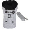 Dog Harness Coat & Leash Set – Grey Herringbone Designer