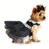 Dog Harness Dress & Leash Set – Classic Black & White Polka Dot