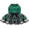 Dog Harness Dress & Leash Set – Green & Black Satin