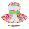Dog Harness Dress & Leash Set – Pink Hawaiian Floral