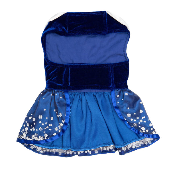 Dog Harness Holiday Dress & Leash Set – Blue Snowflakes