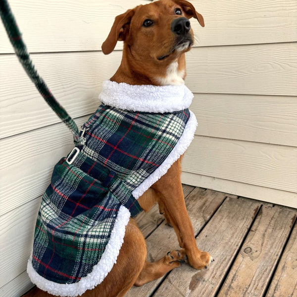 Sherpa-Lined Dog Harness Coat & Leash Set – Multiple Colors
