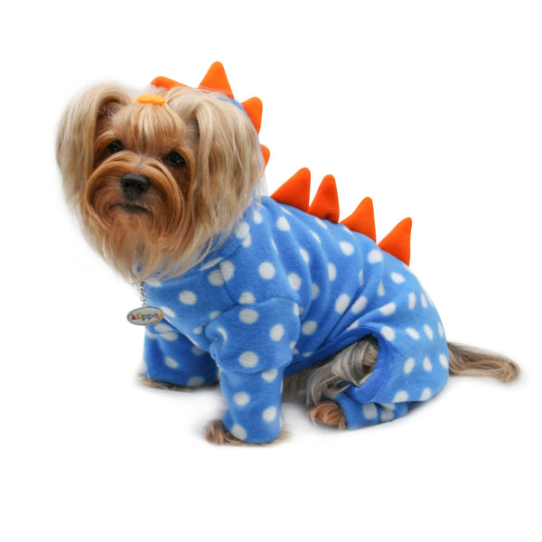 Dinosaur Fleece Dog Pajamas – Hooded Bodysuit with Spikes
