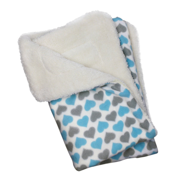 Blue & Gray Hearts Cozy Fleece Plush Pet Blanket