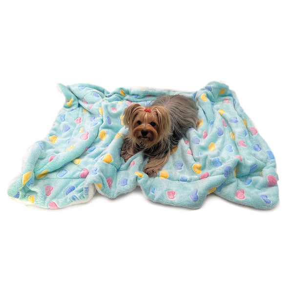 Ultra Plush Colorful Hearts Pet Blanket