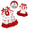 Soft Knit Cotton Cherry Dog Dress with Shoulder Ties
