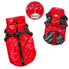 Water-Resistant Dog Puffer Vest with Built-In Harness – Red