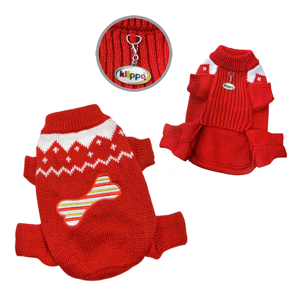 Candy Cane Bone Holiday Dog Sweater Bodysuit