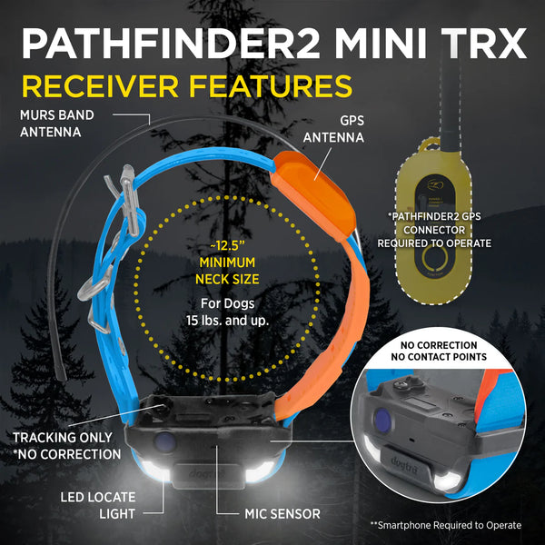 Dogtra PATHFINDER2 MINI TRX GPS Tracking Collar Receiver | 4-Mile Range | Tracking Only