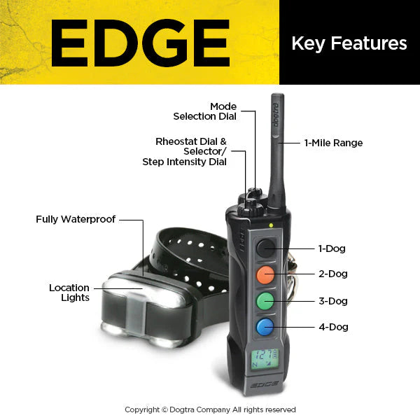 Dogtra EDGE Remote Training E-Collar | 1 Mile Range | Up to 4 Dogs