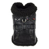 Faux Leather Dog Harness Coat & Leash Set – Black Flight Jacket