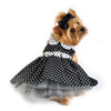 Dog Harness Dress & Leash Set – Classic Black & White Polka Dot
