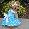Dog Harness Dress & Leash Set – Blue Polka Dot