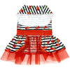 Dog Harness Dress & Leash Set – Cherry Stripe