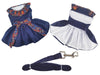 Dog Harness Dress & Leash Set – Navy Plaid Ruffle