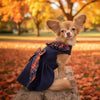 Dog Harness Dress & Leash Set – Navy Plaid Ruffle