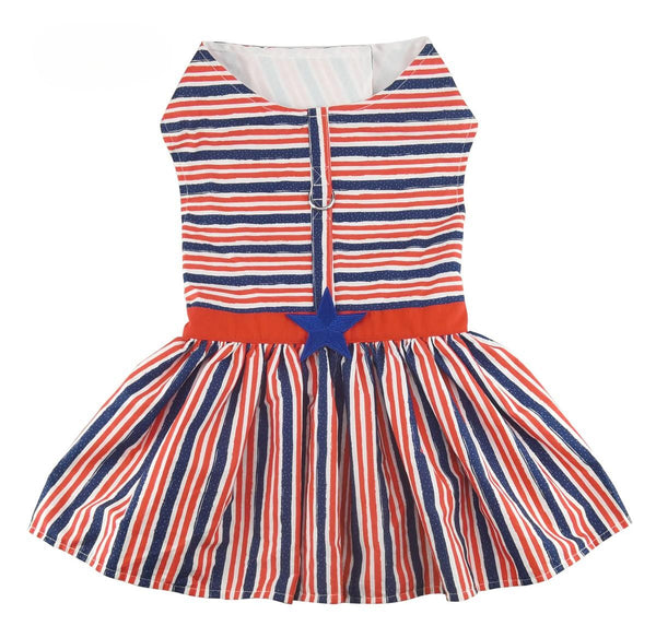Dog Harness Dress & Leash Set – Patriotic Stars & Stripes