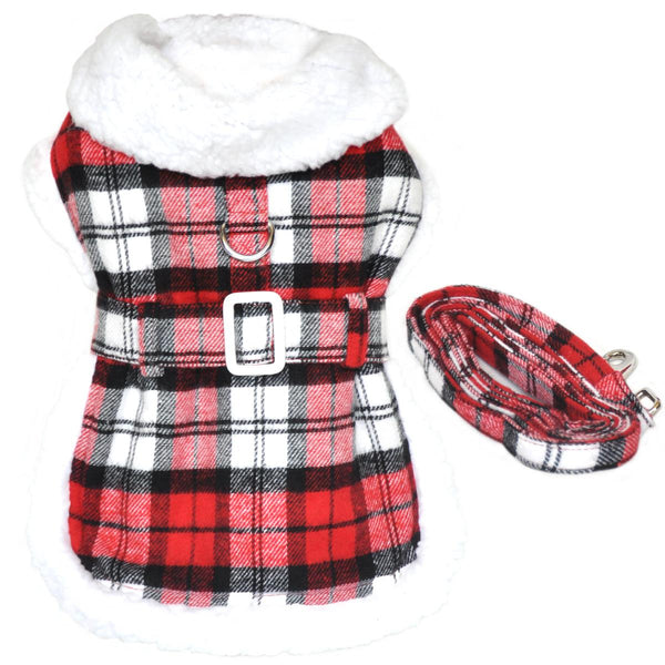 Sherpa-Lined Dog Harness Coat & Leash Set – Multiple Colors