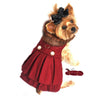 Wool Dog Harness Coat & Leash Set – Burgundy Fur-Trimmed
